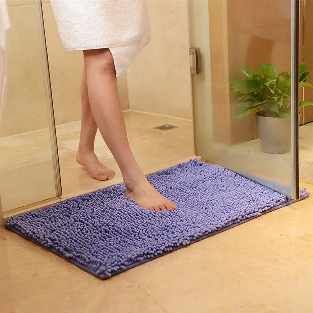 2PCS Microfiber Non Slip Bathroom Shower Rugs Carpet, Blue+Purple